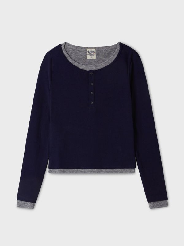 Layered Henry Neck Long Sleeve T-Shirt_WHLAF4891F