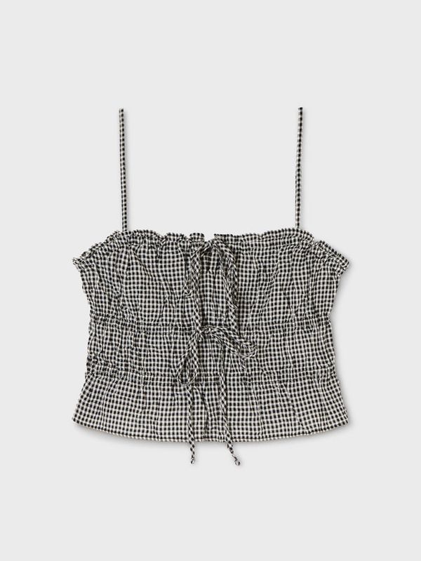 WHOAU Áo kiểu nữ Dobby Check Blouse_WHBLG2541F