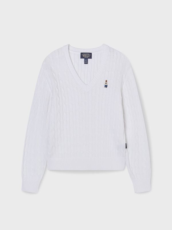 WHOAU Áo len nữ Steve V-neck Cable Sweater _WHKAG1114F