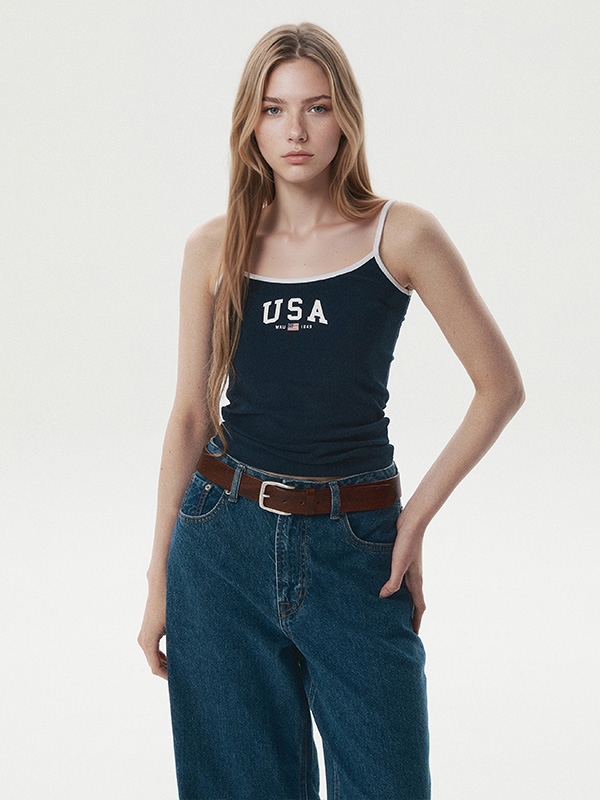 WHOAU Áo hai dây nữ USA Colorblock Sleeveless(F)_WHRNG3793F