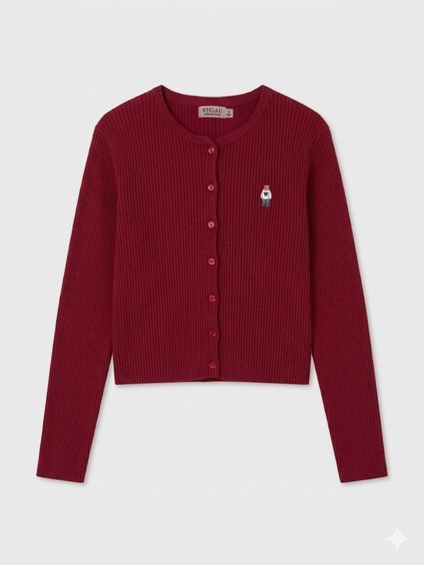 WHOAU Áo Cardigan Steve Ribbed Button Cardigan_WHCKG2491F