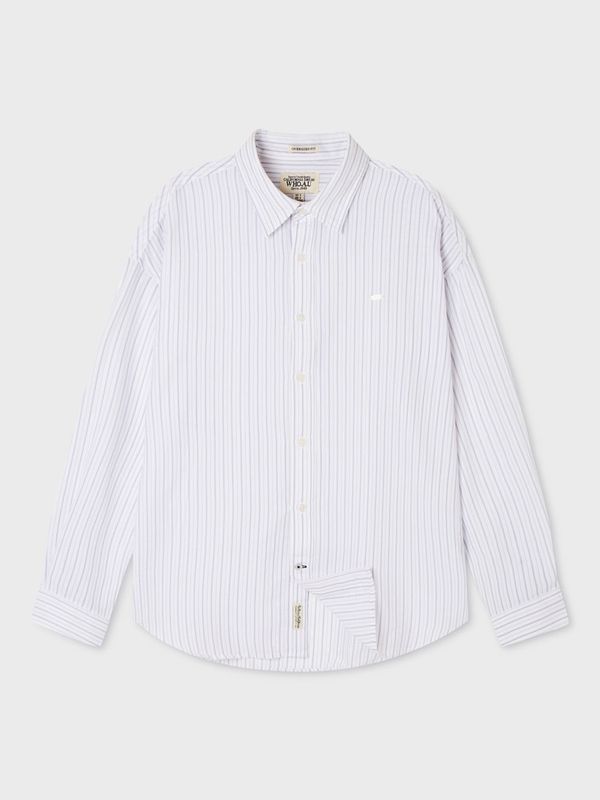 WHOAU Áo sơ mi nữ Loose Fit Striped Shirt WHYSGB731F
