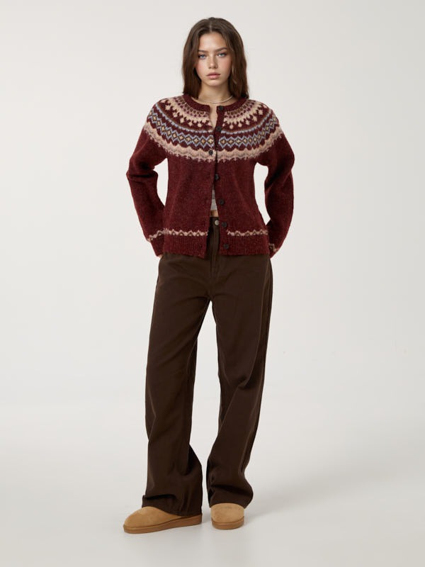WHOAU Áo len Fair Isle Cardigan_ WHCKF4V22F