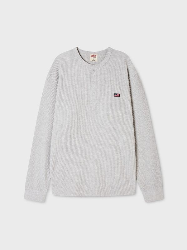 WHOAU Áo thun USA Waffle Henryneck T-shirt_WHLAGB833U