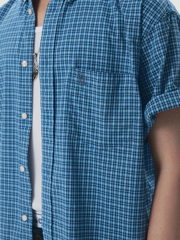WHOAU Áo sơ mi UNISEX Surf Bear Check Short Sleeve Shirts_WHYCG2571U