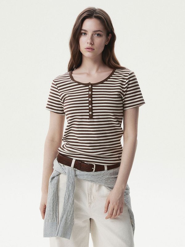 Ribbed Henry Neck T-shirt