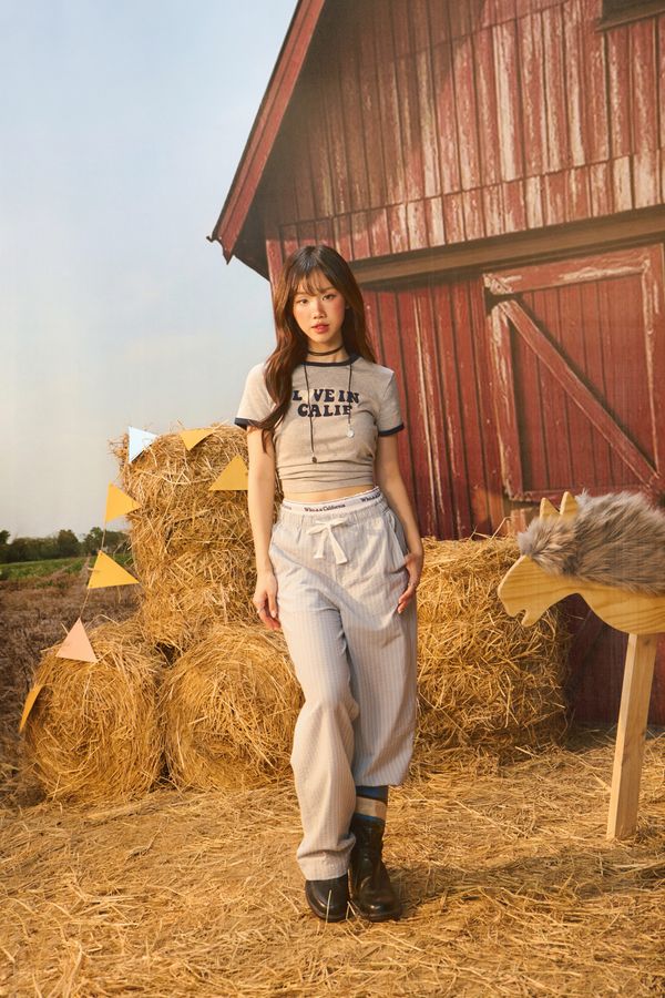 WHOAU Áo thun Meichan Letter Ringer T-Shirt_WHRAG2431F