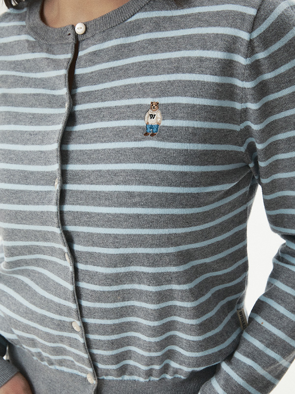 WHOAU Áo len Steve Stripe Cardigan_WHCKG2332F