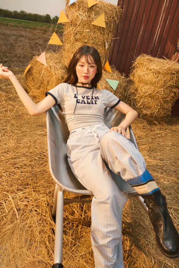 WHOAU Áo thun Meichan Letter Ringer T-Shirt_WHRAG2431F
