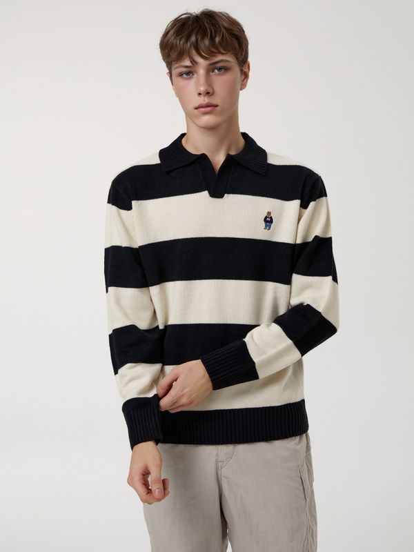 Steve Stripe Open Collar Pullover_WHKAF4922U