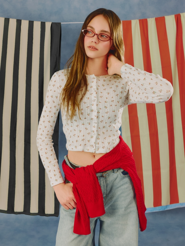 Eyelet Long Sleeve Cardigan