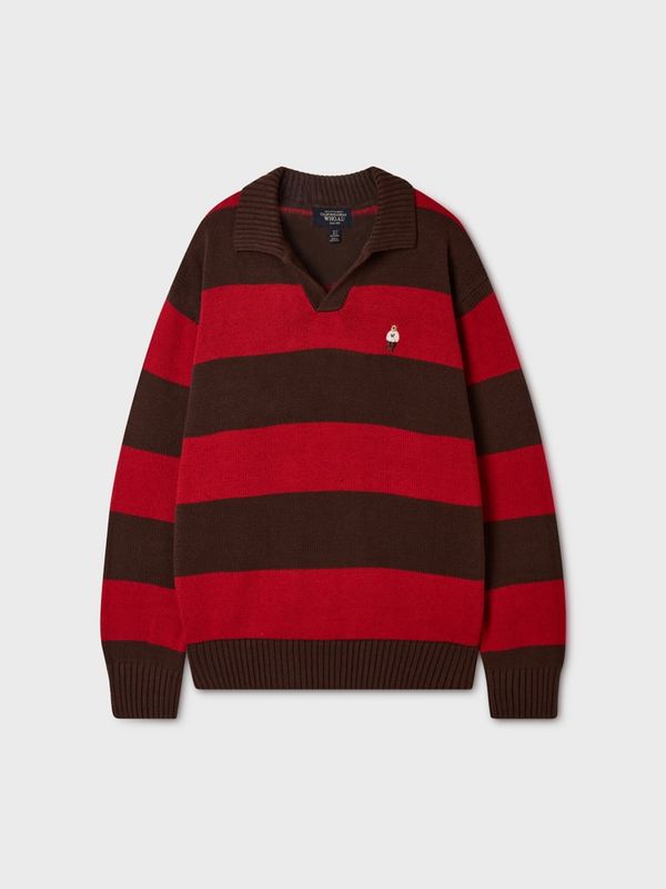 WHOAU Áo len Steve Open Collar Stripe Pullover[B]_WHKAGB951U