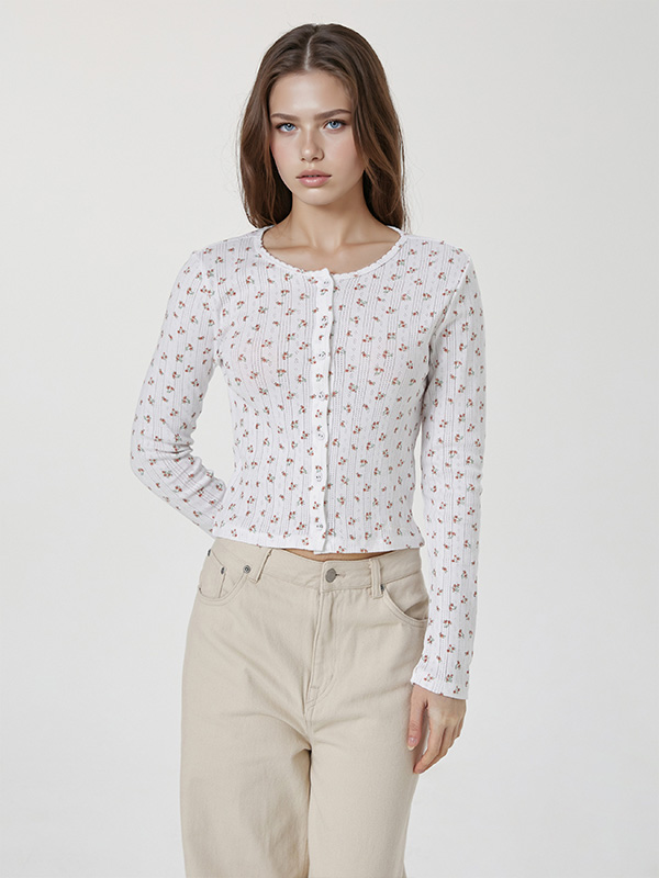 Eyelet Long Sleeve Cardigan