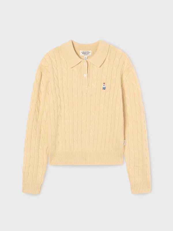 Steve Cable Button Collar Pullover_WHKAF4931F