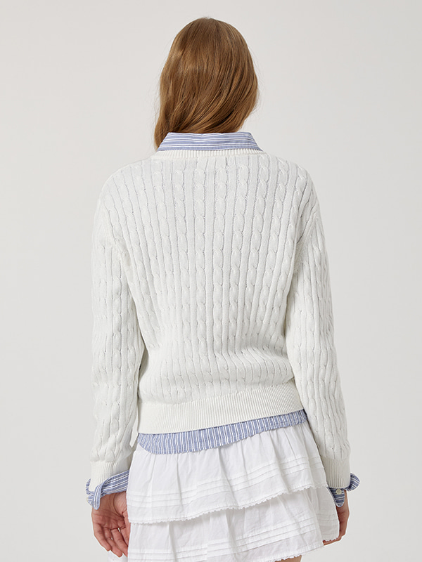 WHOAU Áo len nữ Steve Cable Cardigan_WHCKG2211F