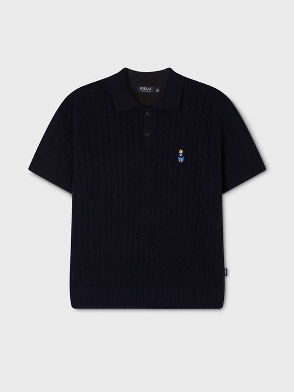 WHOAU Áo Sweater Mùa Hè Steve Collar Cable Short Sleeve Sweater_WHKAG2424U