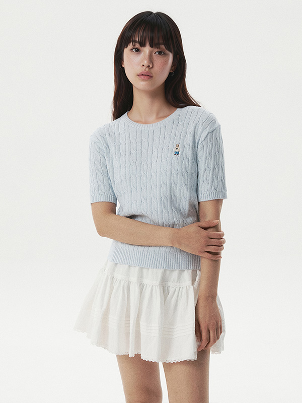 WHOAU Áo len Steve Melange Short Sleeve Sweater_WHKAG2412F