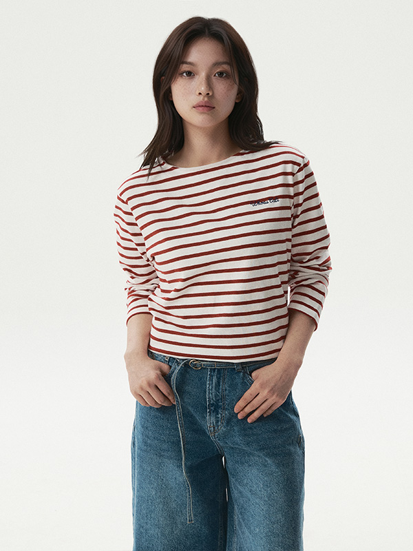 Boat Neck Stripe T-shirt