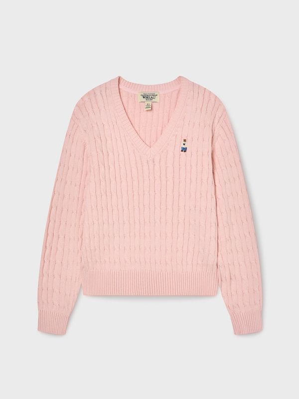 WHOAU Áo len nữ Steve V-neck Cable Sweater _WHKAG1114F