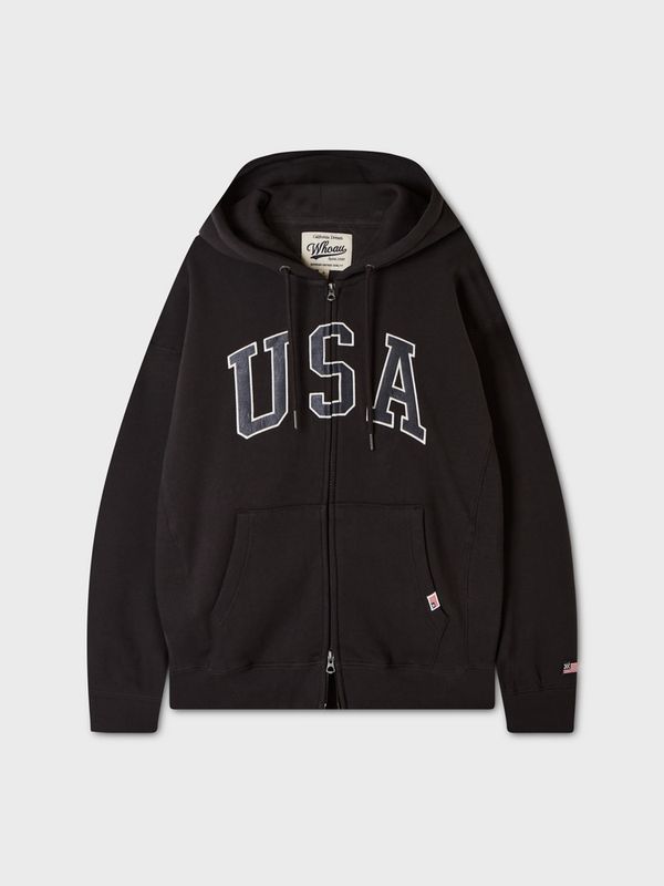 WHOAU Áo khoác nỉ USA Over fit Hood Zip-up(Brushed)_WHMZG4T12U