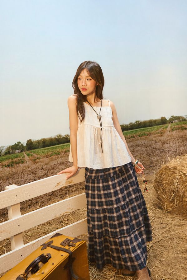 WHOAU Áo hai dây Meichan Ribbon Sleeveless Blouse Sheen_WHYAG2566B