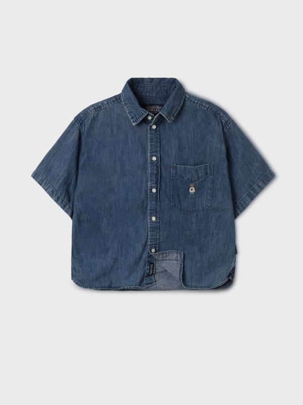Steve Denim Crop Short Sleeve Shirts_WHYJF2522F