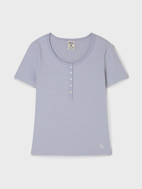 Ribbed Henry Neck T-shirt