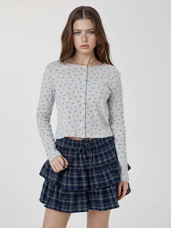 WHOAU Áo len nữ Eyelet Long Sleeve Cardigan_WHLAG2323F