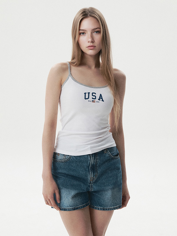 WHOAU Áo hai dây nữ USA Colorblock Sleeveless(F)_WHRNG3793F