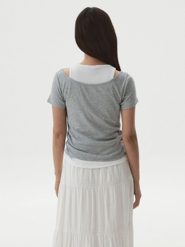 WHOAU Áo nữ Steve Layered Shorts Sleeve T-shirt[B]_WHRAGB754F