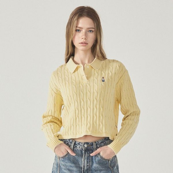 WHOAU Áo len Steve Collar Neck Cable Pullover_WHKAF2304F