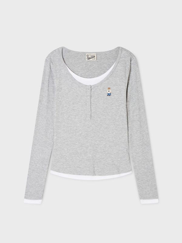 WHOAU Áo thun nữ Steve Layered Henryneck T-shirt[B]_WHLAGB854F