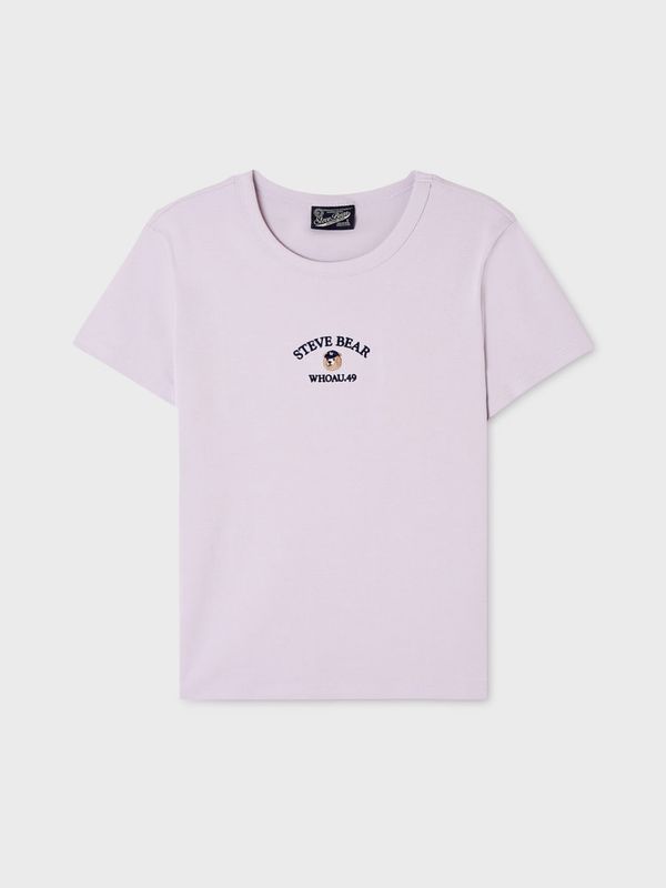 WHOAU Áo thun nữ Steve Embroidery Shorts Sleeve T-shirt[B]_WHRAGB751F