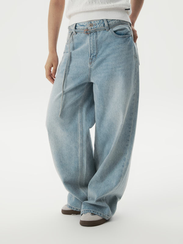 WHOAU Quần dài nữ Vintage Washing Wide Denim(F)_WHTJG2313F