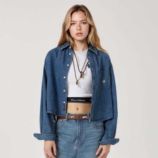 WHOAY Áo sơ mi nữ Steve Crop Denim Shirts (F)_WHYJG2334F