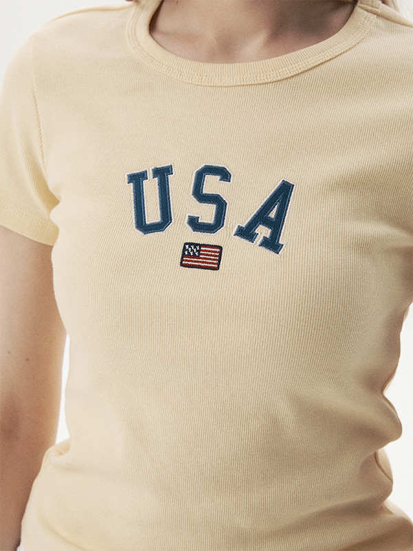 USA Ribbed Short-sleeve T-shirt