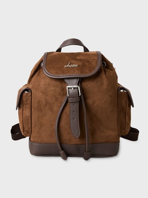 WHOAU Balo Synthetic Suede Flap Backpack_WHBGGB931A