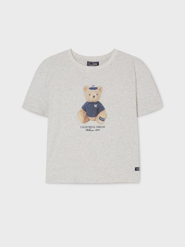 WHOAU Áo thun nữ Bear Photo Crop T-shirt[B]_WHRPG2451F