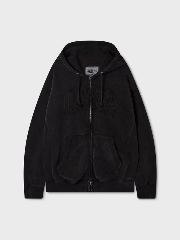WHOAU Áo khoác nỉ Vintage Dyed USA Hood Zip-up(Over-fit)_WHMZGB991U