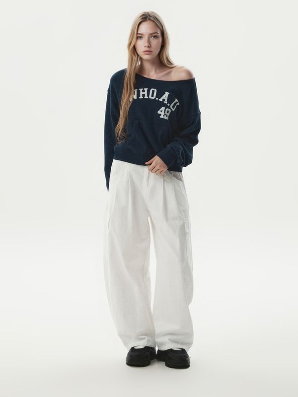 WHOAU Áo nỉ trễ vai One-Shoulder Sweatshirt(F)_WHMWGB923F