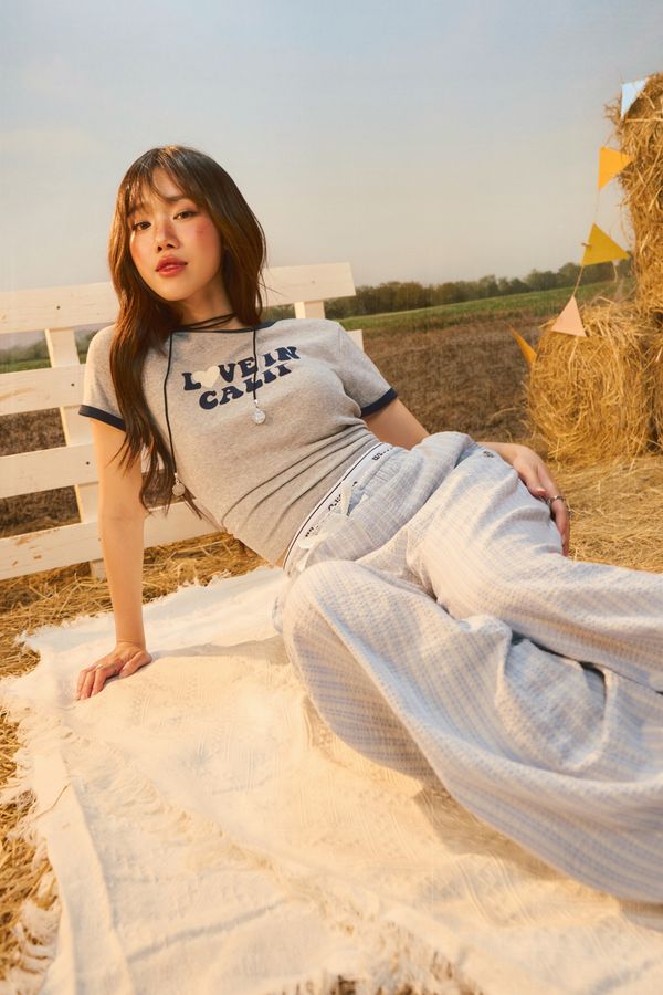 WHOAU Áo thun Meichan Letter Ringer T-Shirt_WHRAG2431F