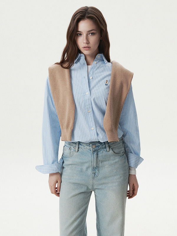 WHOAU Áo sơ mi nữ Steve Loose Fit Striped Shirts_WHYSG2311F