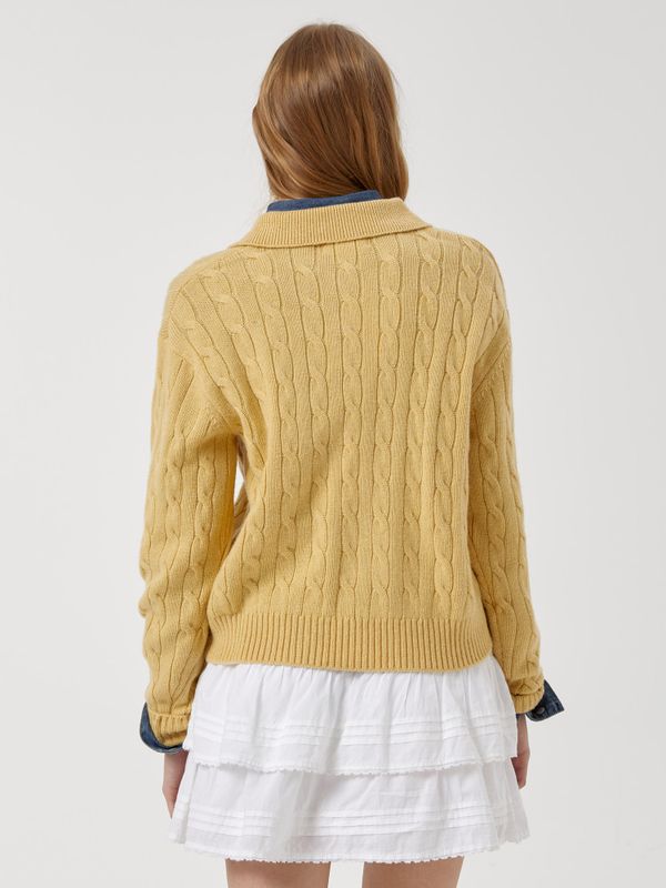 Steve Cable Button Collar Pullover_WHKAF4931F