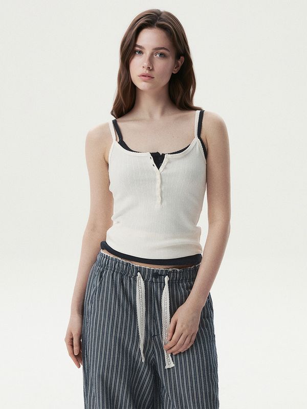 Eyelet Henry Neck Sleeveless