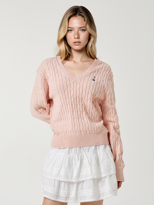 Steve V-neck Cable Sweater