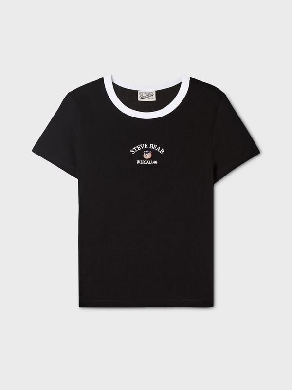 WHOAU Áo thun nữ Steve Embroidery Shorts Sleeve T-shirt[B]_WHRAGB751F