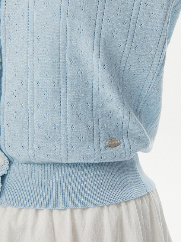 WHOAU Áo Cardigan Punching Skashi Short Sleeve Cardigan_WHCKG2522F