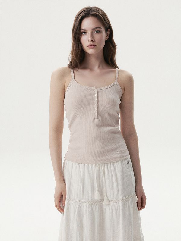 WHOAU Áo nữ Eyelet Henry Neck Sleeveless