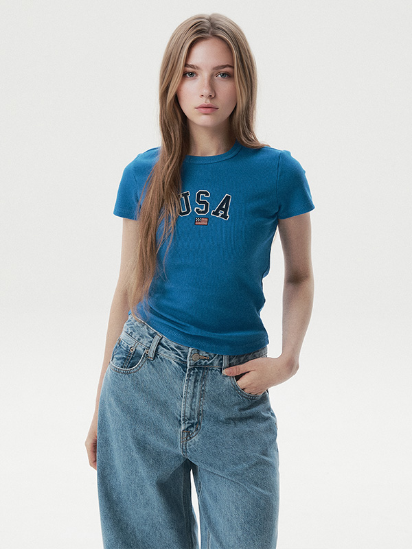 USA Ribbed Short-sleeve T-shirt