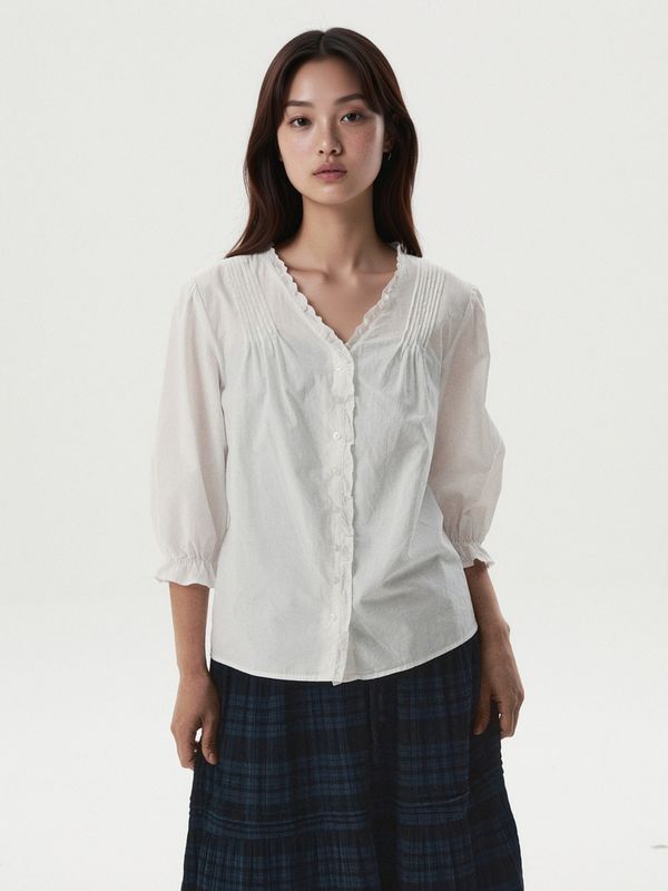 WHOAU Áo kiểu nữ Frill Blouse_WHBLGB833F